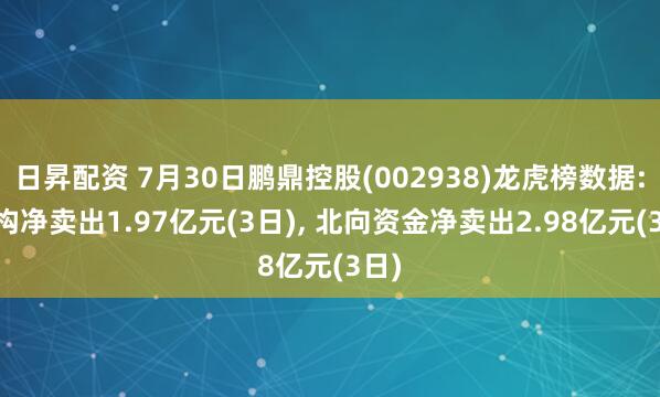 日昇配资 7月30日鹏鼎控股(002938)龙虎榜数据: 机构净卖出1.97亿元(3日), 北向资金净卖出2.98亿元(3日)
