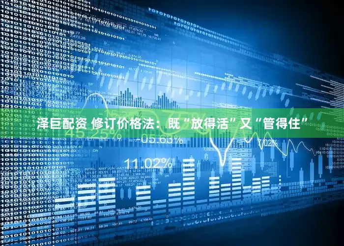 泽巨配资 修订价格法：既“放得活”又“管得住”